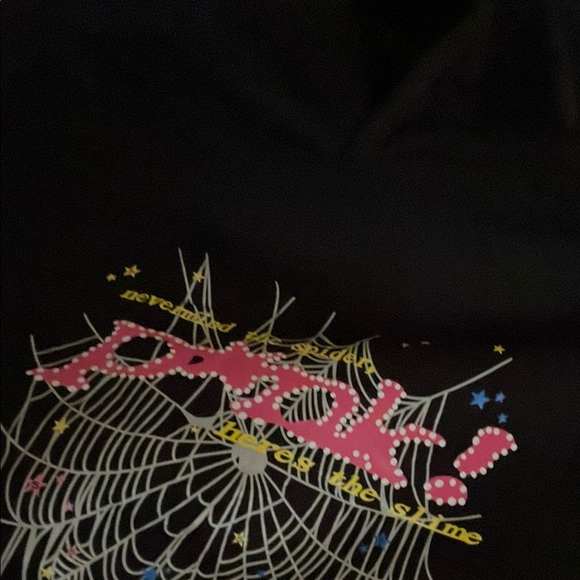 Black Graphic Tee with Pink and Yellow Design